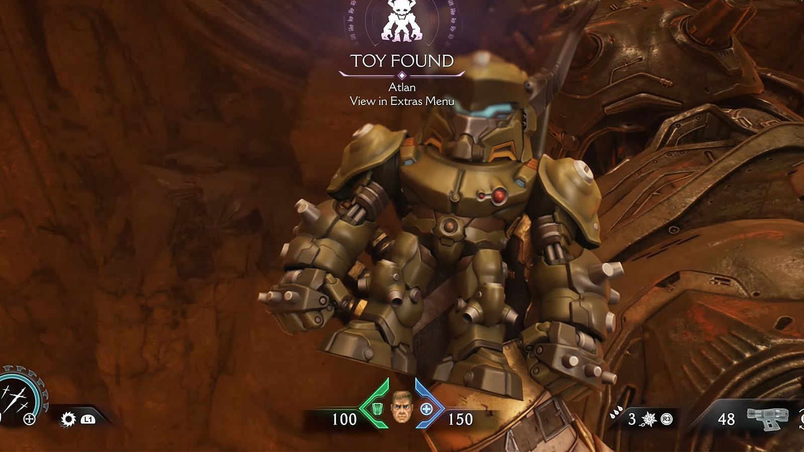 Atlan Toy in Doom The Dark Ages (Image via Bethesda || YouTube/@BackseatGuides)